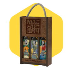 Подарочный набор масел холодного отжима 3×100 мл в деревянной коробке